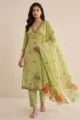 Olive Printed Mull Cotton Kurta Set