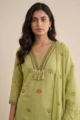 Olive Printed Mull Cotton Kurta Set