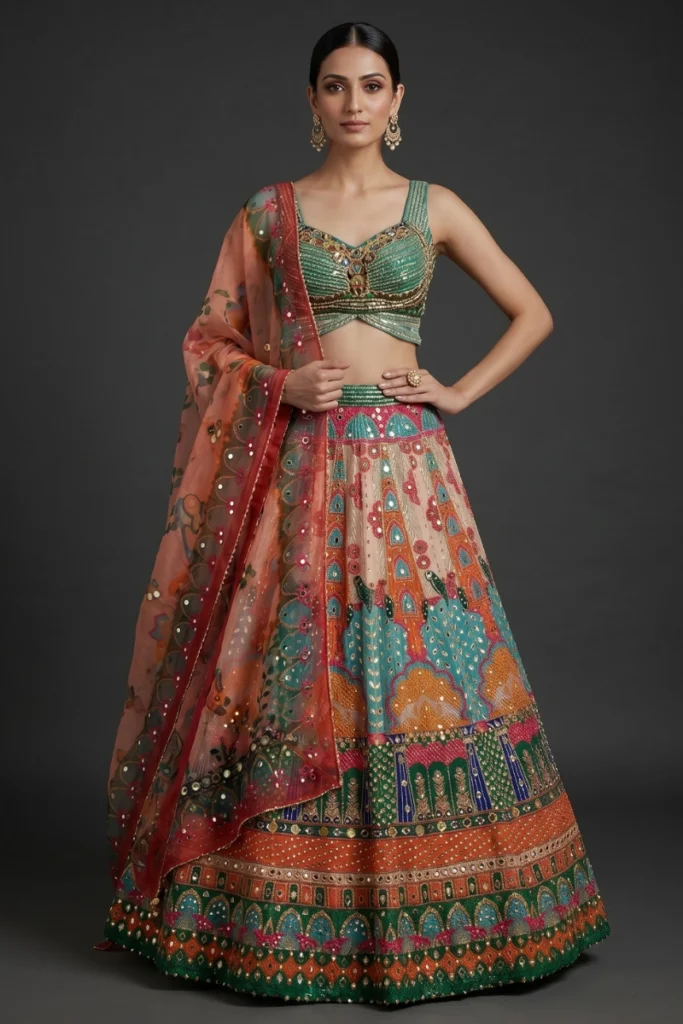 Multi-color Embellished Lehenga Choli