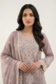 Stunning Lavender Mull Cotton Embroidered Kurta Set 3 Piece Breathtaking Outfit by SYSHA.