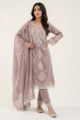 Lavender Mull Cotton Embroidered Kurta Set