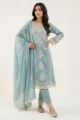 Sky Blue Mull Cotton Embroidered Kurta Set