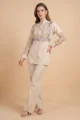 Beige Muslin Embroidered Co-ord Set