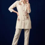 White Crepe Embroidered Co-ord Set