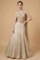 White Shimmer Lycra Fish cut Lehenga Set