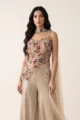 Beige Embellished Asymmetric Palazzo Set: 3 Piece Festive Outfit - Image 2