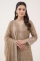Beige Embroiderd Kurta Set for festive and Formal Office Wear