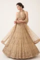 Beige Net Embellished Lehenga Set