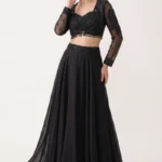 Black Chiffon Embellished Lehenga Set