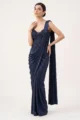 Navy Blue Lycra Corset Pre-Draped Saree
