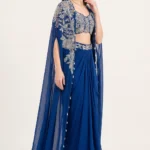 Blue Embellished Georgette Cape Set