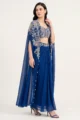 Blue Embellished Georgette Cape Set