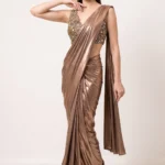 Bronze Embellished Pre-Draped Saree Set