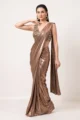 Bronze Embellished Pre-Draped Saree Set