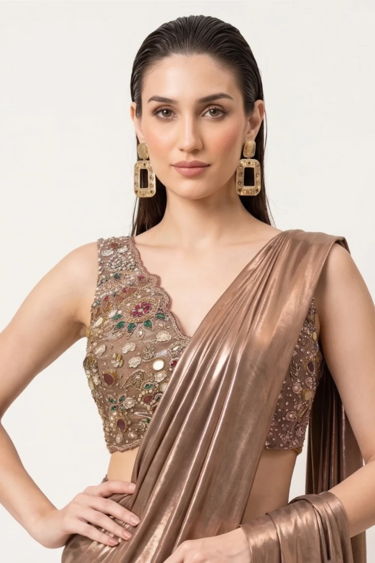 Bronze Pre-Draped Saree Set