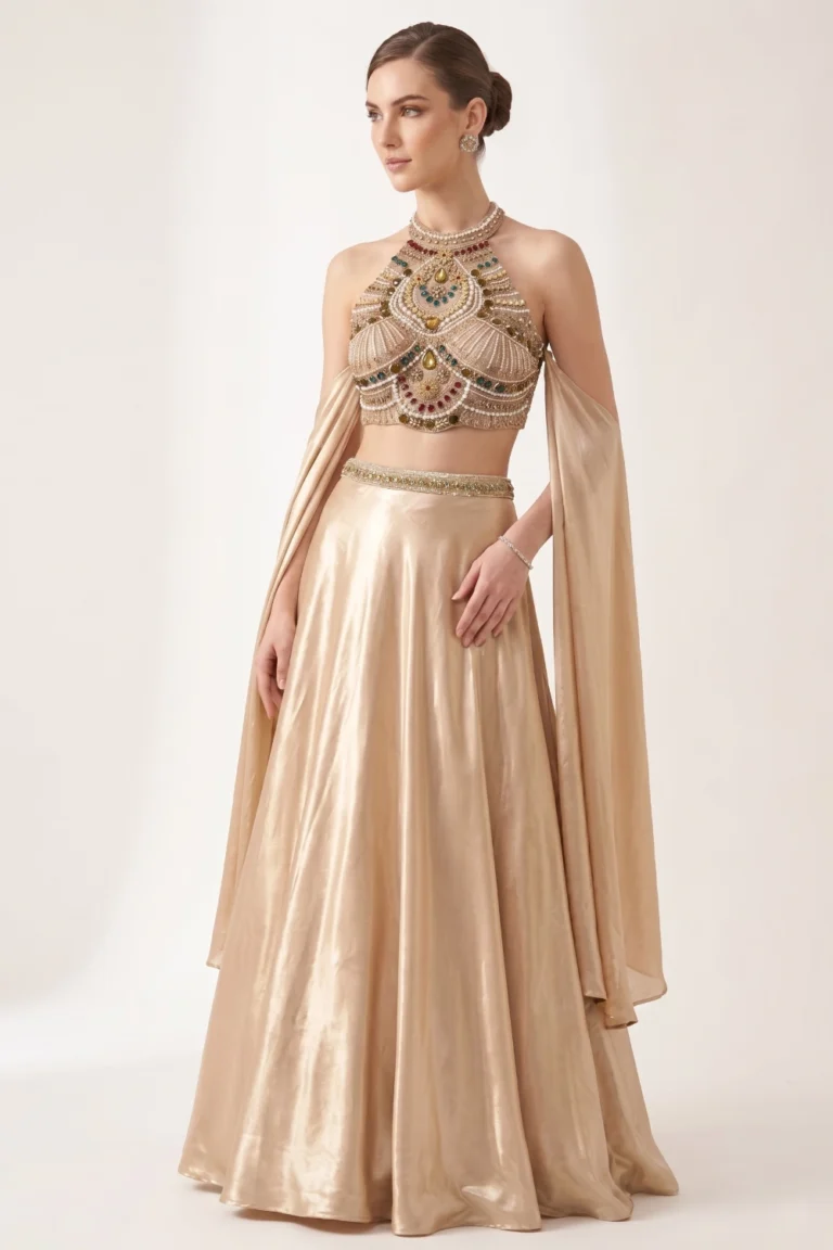 Champagne Gold Embellished Lehenga Set
