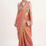 Coral Tissue Pre-Draped Saree