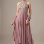 Mauve Georgette Anarkali Palazzo Set
