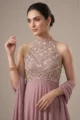 Mauve Georgette Anarkali Palazzo Set