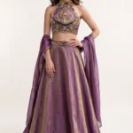Purple Shimmer Tissue Halter Lehenga Set 