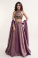 Purple Shimmer Tissue Halter Lehenga Set 