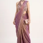 Purple Tissue Pre Draped Saree