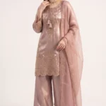 Rose Pink Embellished Kurta Palazzo Set