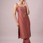 Stunning Coral Chanderi Embroidered Co-ord Set 1 Piece Breathtaking Luxury Co-ord Outfit