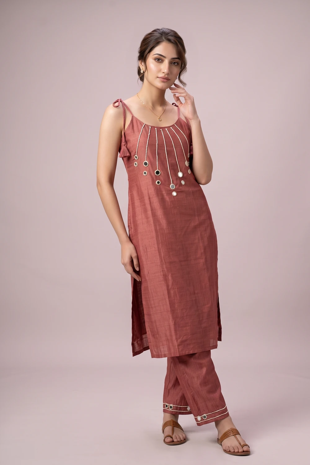 Sysha add3 Stunning Coral Chanderi Embroidered Co-ord Set 1 Piece Breathtaking Luxury Co-ord Outfit