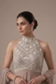 Taupe Georgette Anarkali Palazzo Set: 3 Piece Festival Outfit - Image 2