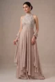 Taupe Georgette Anarkali Palazzo Set