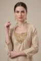 Beige Shimmer Farshi Salwar Set: 3 Piece Wedding Festive Outfit - Image 2