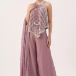 Mauve Shimmer Tissue Palazzo Set
