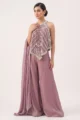 Mauve Shimmer Tissue Palazzo Set