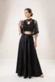 Sensational Black Jimmy Choo Lehenga Poncho Cape Set 1 Breathtaking Elite Luxury Cocktail Outfit
