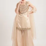 Breathtaking Cream Silk Embellished Palazzo Set 1 Radiant Regal Wedding Guest Outfit