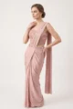 Magnificent Pink Crepe Corset Pre-Draped Saree 1 Breathtaking Elegant Luxury Sangeet Outfit