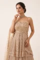 Beige Net Embellished Peplum Lehenga Set