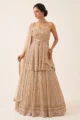 Beige Net Embellished Peplum Lehenga Set