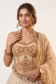 Beige Shimmer Embroidered Lehenga Set