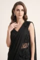 Black Lycra Embellished Pre-Draped Saree 