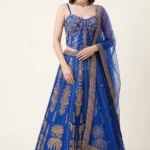 Royal Blue Silk Embroidered Lehenga Set