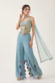 Aqua Blue Georgette Embroidered Palazzo Set