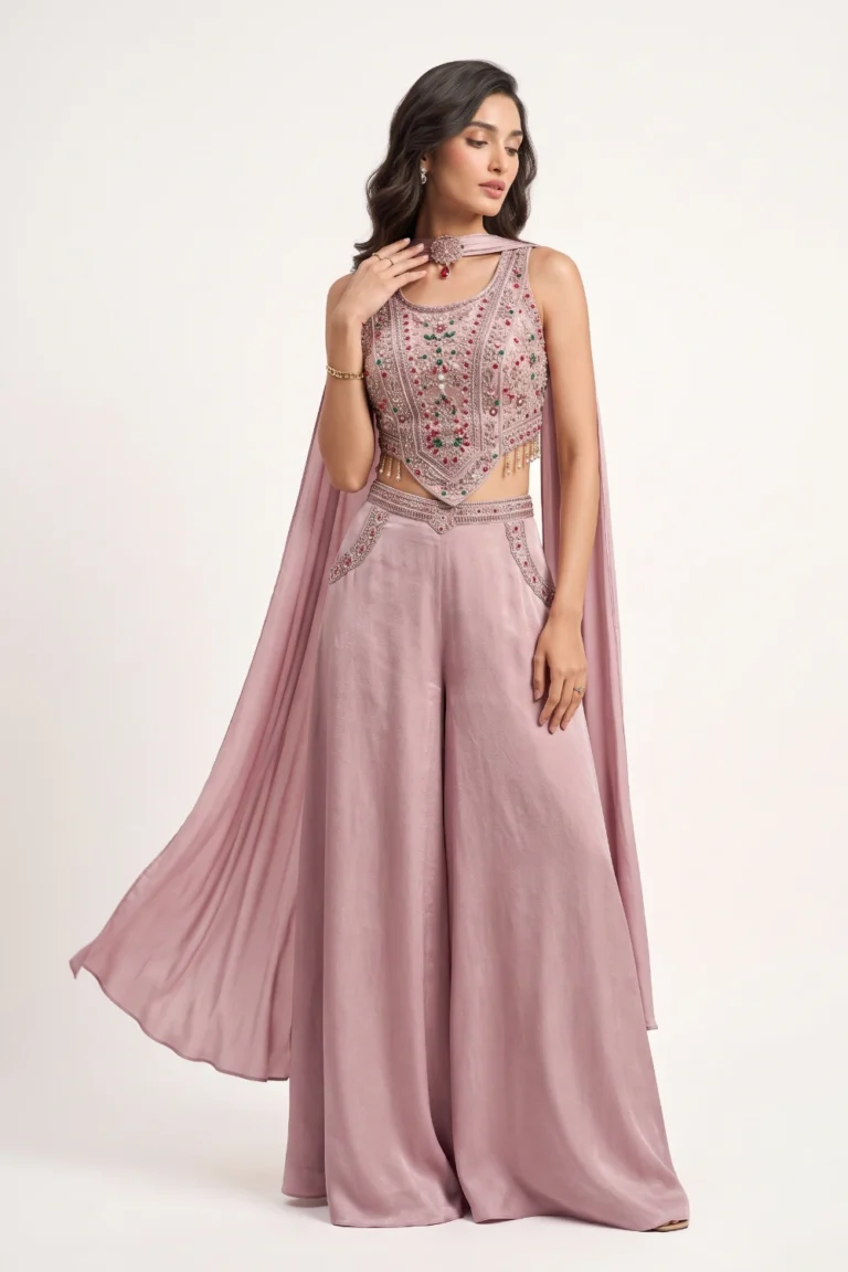 Dusty Rose Crepe Palazzo Set