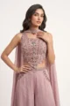 Dusty Rose Shimmer Crepe Palazzo Set