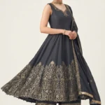 Grey Jacquard Embroidered Anarkali Set