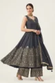 Grey Jacquard Embroidered Anarkali Set