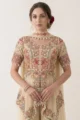 Cream Georgette Embroidered Peplum Palazzo Set