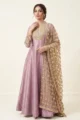 Dusy Lilac Silk Embroidered Anarkali Gown Set