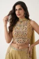 Olive Green Shimmer Crepe Palazzo Set